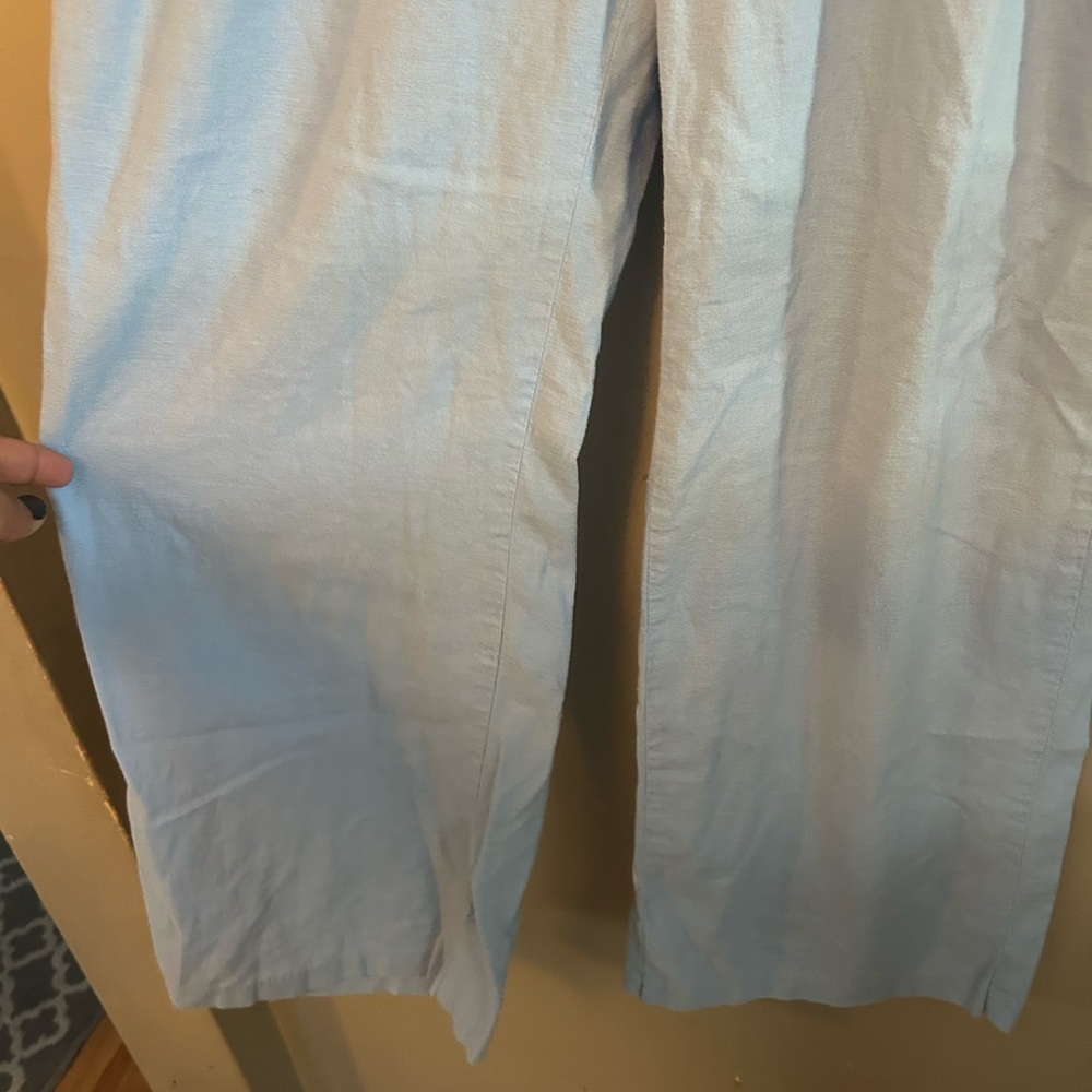 Abercrombie & Fitch Pants -  light blue linen blend button blend wide leg - Picture 4 of 13